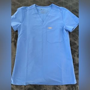 FIGS XXS ceil blue scrub top
